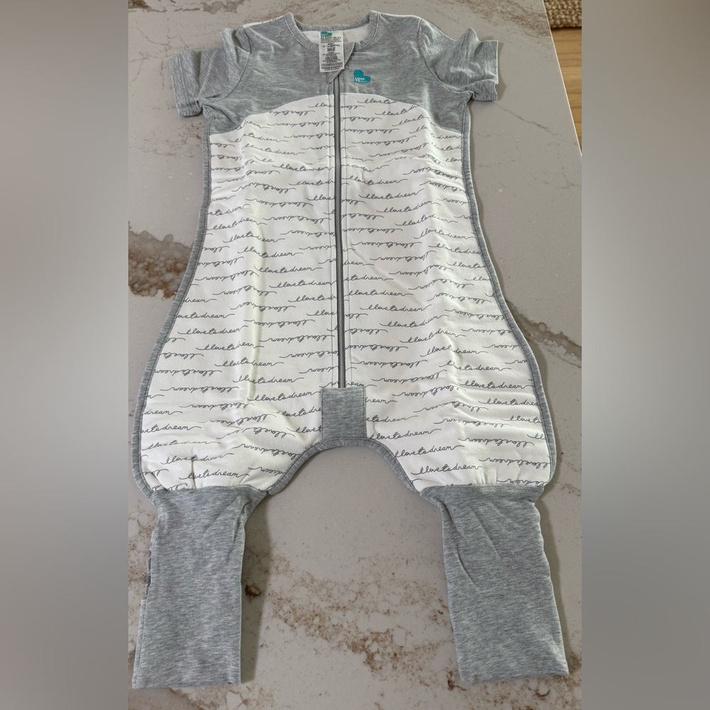 NEW Love to Dream Gray and White Sleep Suit Short Sleeve TOG 1